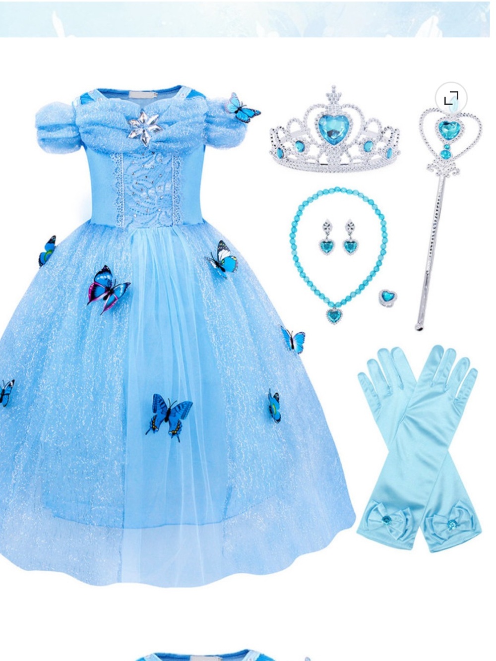 Princess Cinderella Dress Up Costume with Accessories Girls 7-8 - NEW IN BAG! - Picture 6 of 14